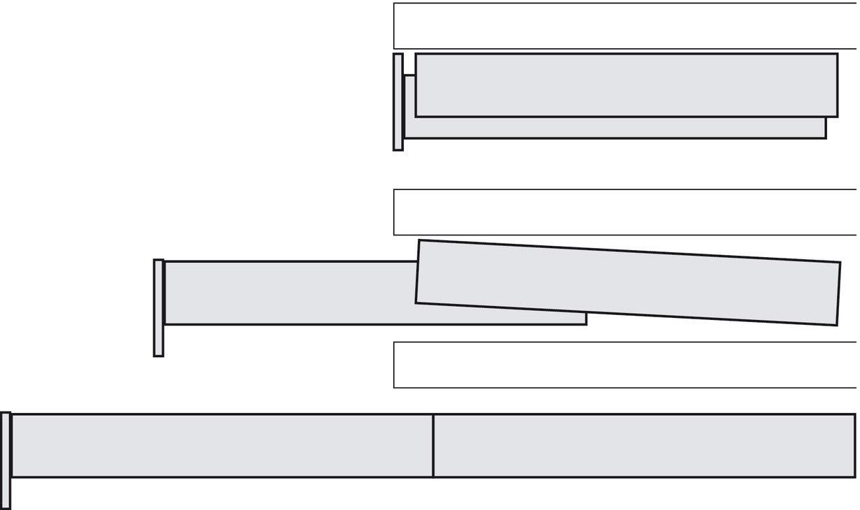 Gedotec Ausziehtisch-Beschlag freitragend Tisch-Ausziehbeschlag mit absenkbarer Front - TOPAFLEX | Auszugslänge 810 mm | Auszüge für Holz-Schubkästen | 1 Set - Führungen ausziehbar für Schubladen