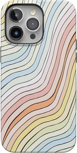 Casely iPhone 15 Pro Max Case | Ride The Wave | Pastel Rainbow Lined | Bold Case | Compatible with MagSafe