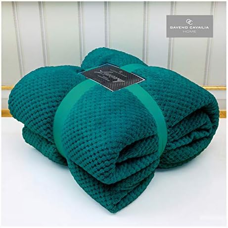 FAIRWAYUK Waffle Honeycomb Throw Fleece Blankets, 100% Polyester Warm Faux Fur Throws Over Sofa Bed Settee Soft Blanket, Extra Large (Duck Egg, King Size 200x240cm)