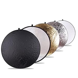 POLAM-FOTO 5 in 1 Faltreflektoren-Set-107cmØ Reflektor Faltbarer Lichtreflektor mit Tragetasche für Fotostudios(weiß, schwarz, Silber, Gold und transparent)