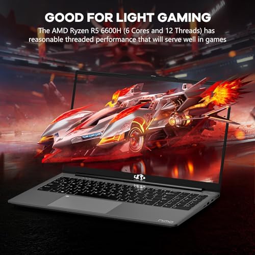 Image of NIMO AI Creator Gaming Laptop, 16GB RAM 1TB SSD AMD Ryzen 5 6600H 6 Cores | Beats R7 7730U, Radeon 660M Graphics, 100W Type-C, 15.6 inch FHD Win11 Computer for Video Editing Multitasking, 2-Yr Warranty