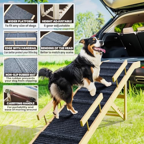 RUDCXDY Rampa para cães para cama, rampa extra longa de 64 