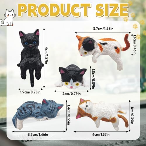 OPEIXSAYKOC 5 Stück Mini Katzenfiguren, Resin Cat Desk Figures, Kleine Katzenfiguren Deko,Mini Figuren für Schreibtisch, Computer Monitor Dekor, Auto Dekoration für Armaturenbrett, Mittelkonsole