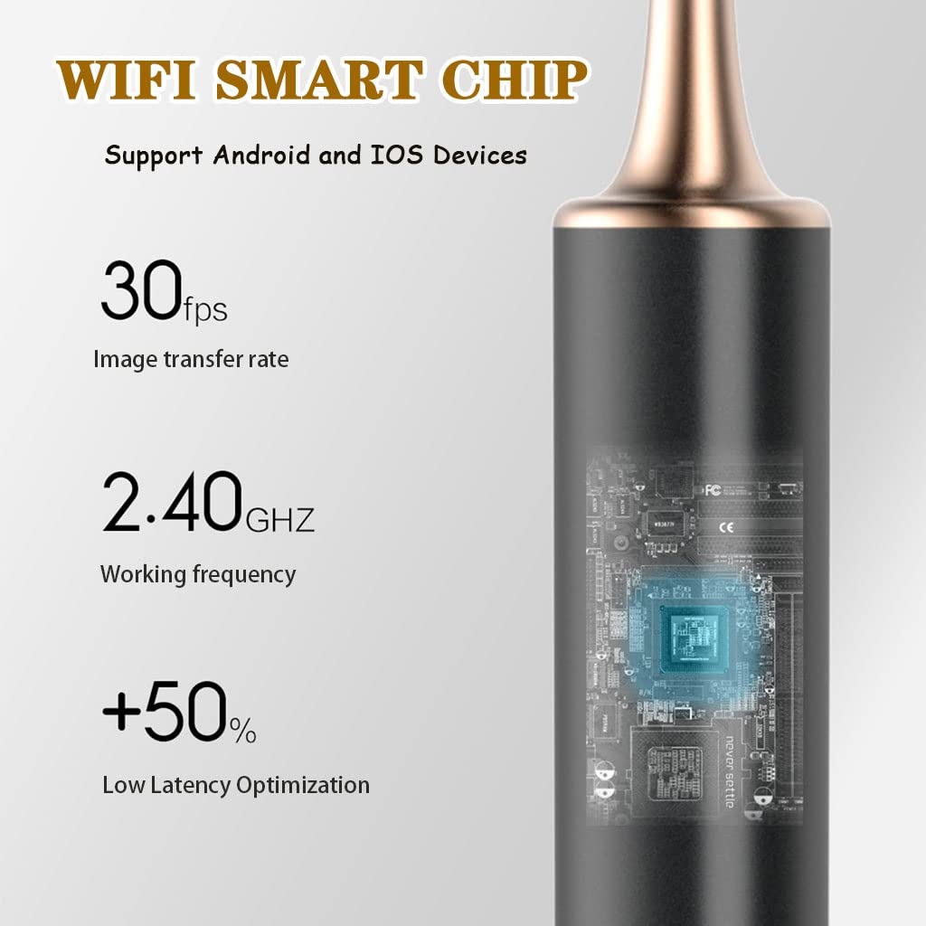 Otoscopio Para El Oido Limpiador De Oídos Con Cámara, Artefacto Para Apretar El Acné, Kit De Eliminación De Cera Del Oído Con Luz LED, Oído Scoop Para IOS Y Android(Black color)