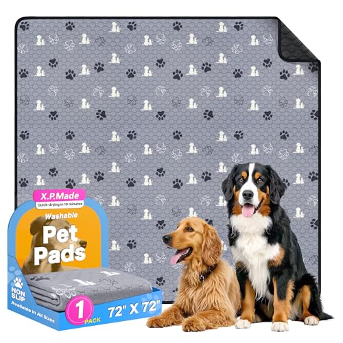 Image of Washable Pee Pads for Dogs 72 inchx72 inch, Extra Large Reusable Puppy Pads, Waterproof Pet Pee Pads for Dog Potty Training, Extra Large Dog Pee Pads for Crate, Playpen, and Whelping, Durable and Absorbent