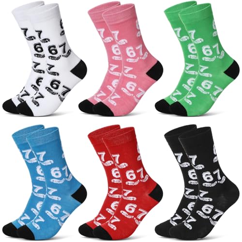 Bunnycool 6 Pairs 67 Socks Six Seven Ice Cream Drip Socks 6 7 Me Me Birthday Party Decoration Funny Gifts(67)