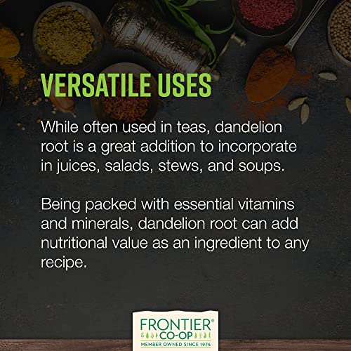 Frontier Co-op Cut & Sifted Dandelion Root Bulk Bag - Caffeine-Free Coffee Alternative, Perfect for Making Dandelion Root Tea, Powder & Capsules | 16 Ounce (Pack of 1)