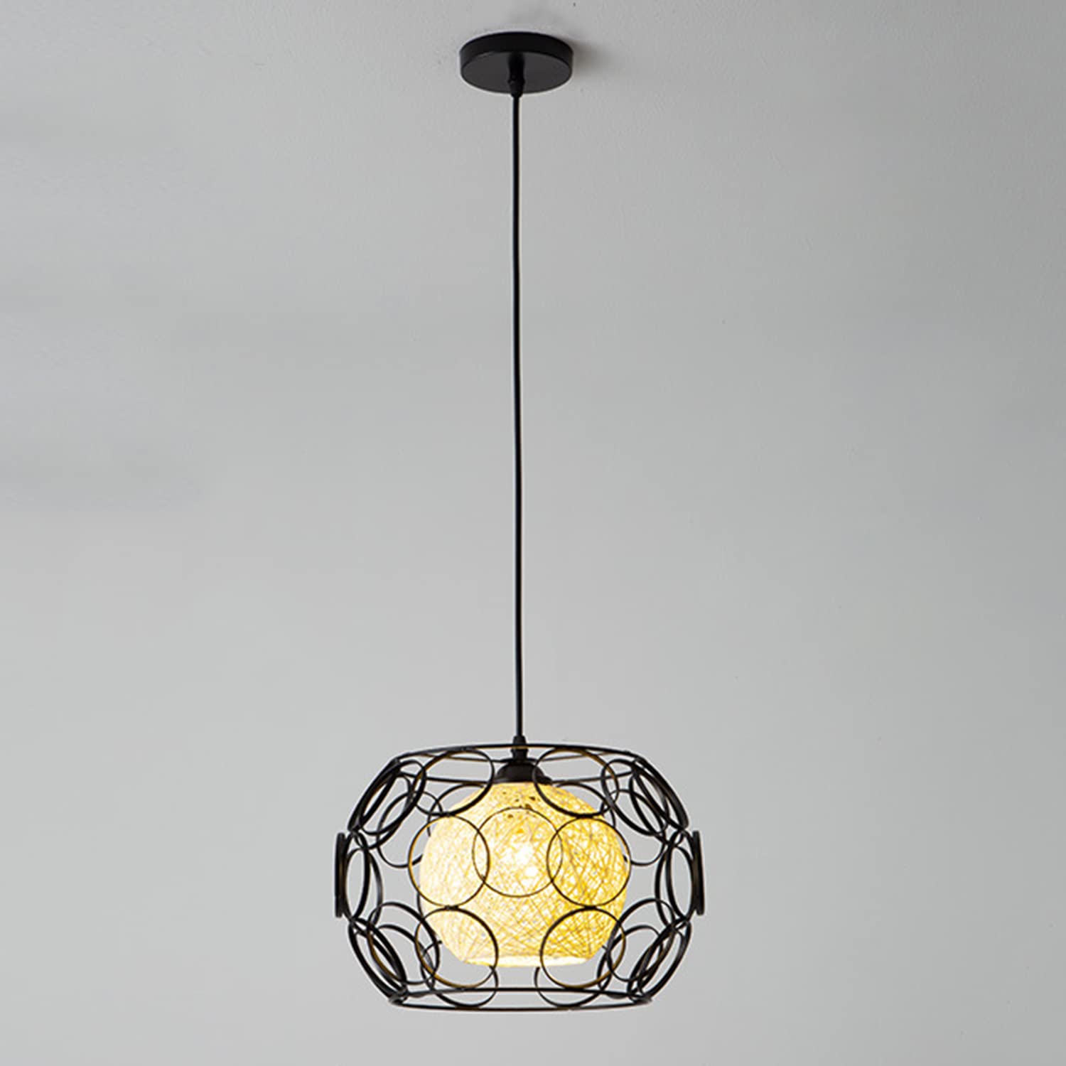 Lampadario Sospensione Moderno In Ferro - Design A Fasce, Attacco E27, Max 60W, Bianco O Nero - Foto 7