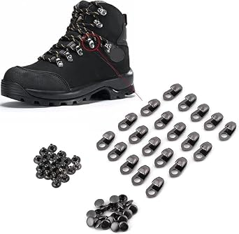 20PCS Boot Lace Hooks, Boot Eyelets, Shoe Lace Hooks Suitable for Shoe Laces of Hiking Boots, Connection Pieces for Handbags or DIY Crafting Purposes