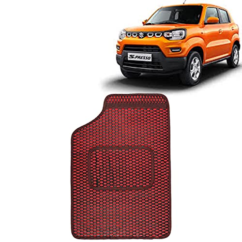 Image of Kingsway Dotted Design Car Floor Foot Mats Universal Fit for Maruti Suzuki S Presso, Model Year : 2019 Onwards, Water and Dustproof, Color Red, Set of 5 Pieces