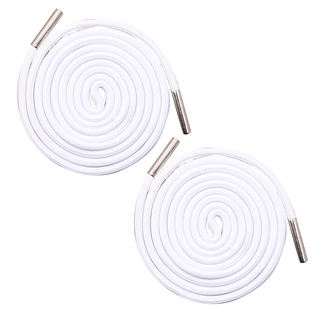 Vokenforu 2 Pcs Polyester Drawstring Cord 140CM Universal Drawstring Replacement with Metal Closure Ends for Hooded Sweatshirt/Trousers/Shoes, White