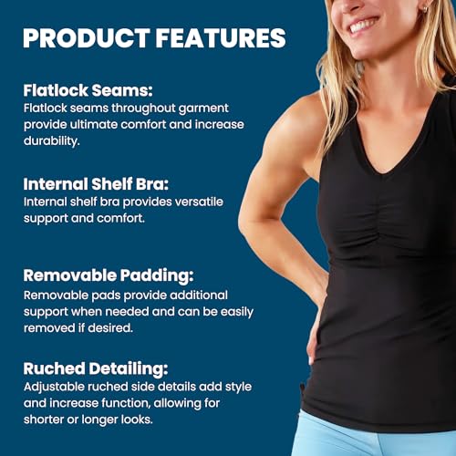 UV SKINZ Women's Swim Tankini – Modest Tankini Top with Built-in Bra, UPF 50+ Sun Protection & Flattering Ruched Sides3