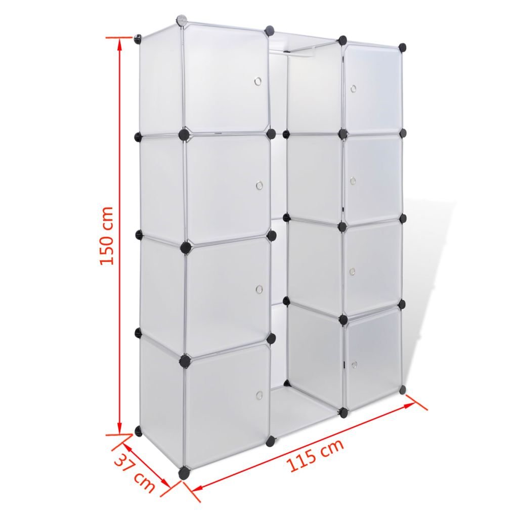 ZEYUAN Armario Modular 9 Compartimentos, Armarios Dormitorio Juvenil, Armario Ropero, Dormitorios Juveniles Completos, Blanco 37x115x150 cm