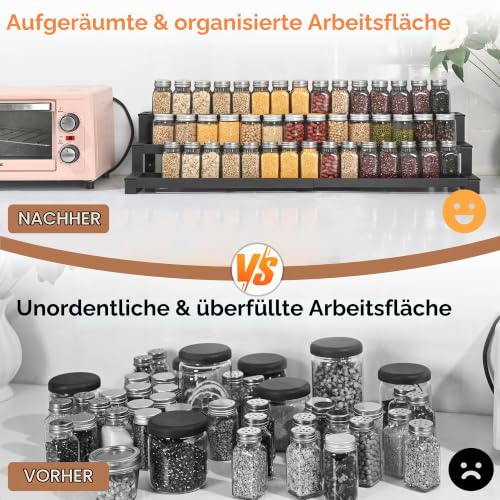 GOENDR Erweiterbares Gewürzregal (41–75 cm), 3-stöckiger Gewürz-Organizer für den Innenschrank, wandmontierbarer Gewürz-Organizer… – Ansicht 4