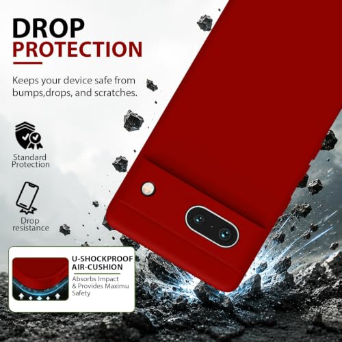 Image of KACA Silicone Back Case for Google Pixel 7a, Soft-Touch, Shockproof Phone Back Cover for Google Pixel 7a (Red)