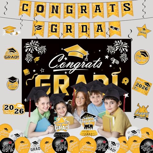 50% Off Gold 2026 Graduation Decorations Set - Image 4