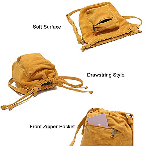 Image of Crossbody Bags for Women Small Canvas Drawstring Bucket Purse Cute Little Boho Bag | Small