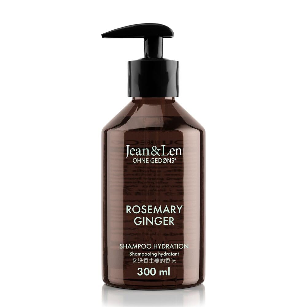 Jean & Len Shampoo Rosemary & Ginger, für trockenes und sprödes Haar, mit Feuchtigkeitskomplex, würzig-frischer Duft von Rosmarin & Ingwer, ohne Parabene und Silikone, 300 ml