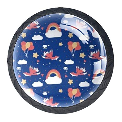Preisvergleich Produktbild BestIdeas Runde Schubladenknäufe, 4 Packungen 30 mm Ziehgriffe, Jubilation Regenbogenballons, Drucke für Schlafzimmer, Kommode, Schrank, Küche, Tür
