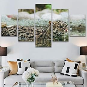 SIGNWIN 5 Panel Canvas Wall Art Animals Cheetah...