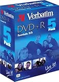 Verbatim DVD + R 4,7 GB 4 x SPD 5 unidades Jewel Case, DVD + R 120 min 4,7 GB 4 x SPD Jewel Case 5 pieza (Live it.)