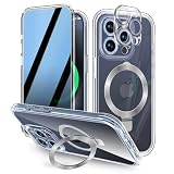 Picture of [Built-in Anti Peep Screen Protector & Invisible Magnetic Kickstand] Privacy Case for iPhone 14 Pro Max [Integrated Lens Protection] [Compatible with MagSafe] Full-Body Drop Proof Phone Case -Clear