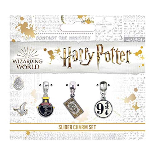 Harry Potter conjunto de 3 encantos revestido en plata – Gryffindor / Hufflepuff / Slytherin / Ravenclaw