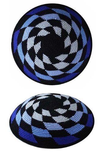 Image of Zion Judaica Knit Quality Kippot Bulk Packs or Single Pieces Free Clips (60 Pack, Shades of Blue Supreme Quality)