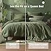 Monbix Queen Comforter Set - 7 Pieces Cationic Dyeing Olive Green Bed in a Bag Queen Bedding Sets with Comforter, Sheets, Pillowcases & Shams, Reversible Bedding Comforters Sets