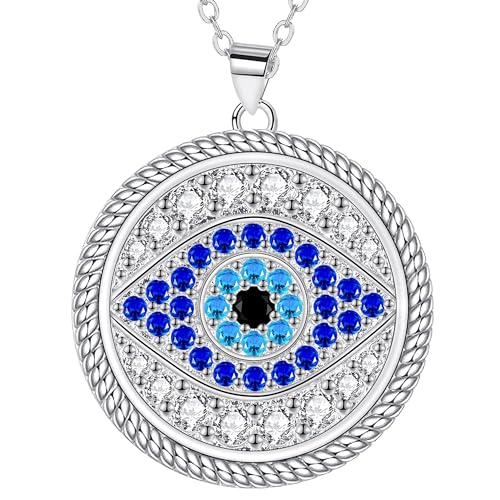 JUZICHEN Collar De Plata De Ley Para Mujer, Collar Plata Con Circonita Verde Azul blanco Para Mujer, Hipoalergénico Collares, Presentado En Caja De Regalo (A)