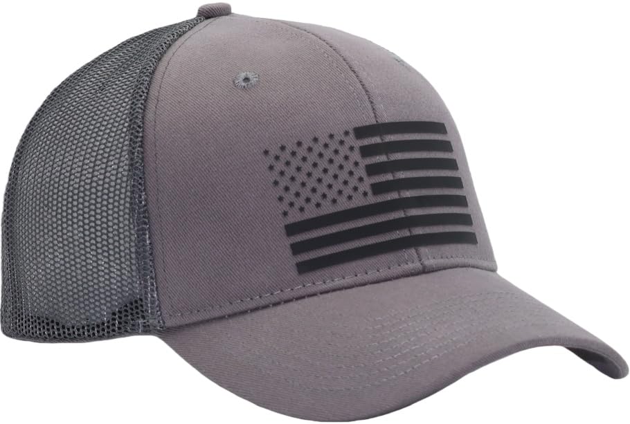 Image of American Flag Trucker Hats, Patriotic Baseball Cap for Men, Adjustable Breathable Mesh Snapback, Fits OSFM & XXL Head
