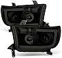 AKKON - For 2007-2013 Toyota Tundra | 2008-2017 Sequoia SMD LED Tube Black Smoked Lens Projector Headlights Replacement Pair Set