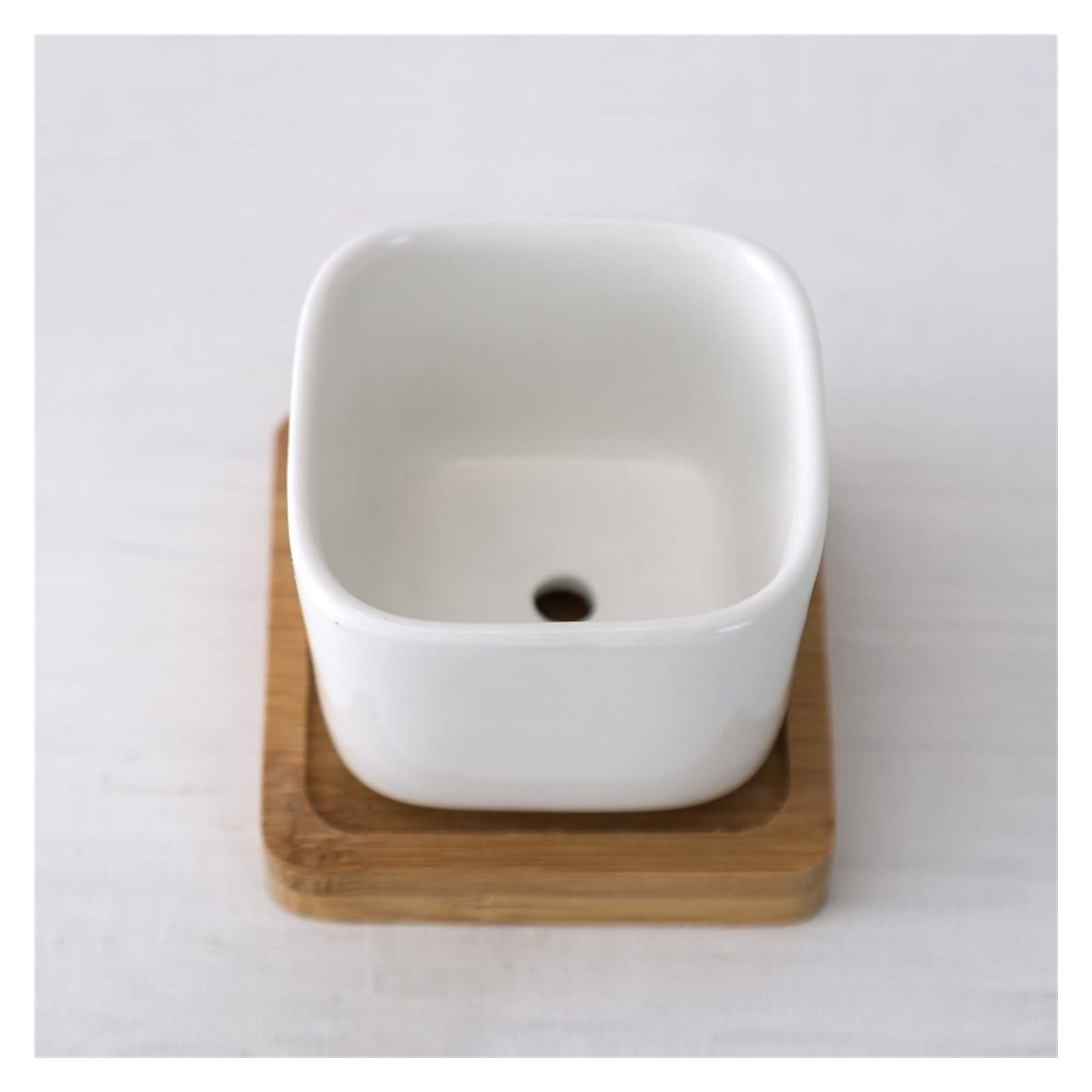 Doniczka 2 sztuki geometryczna biała ceramiczna kwadratowa doniczka do Bonsai mała doniczka na sukulenty nowoczesny mały kaktus doniczka taca doniczka