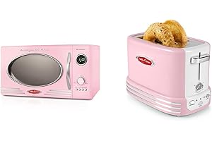 Nostalgia Retro Pink Microwave and Toaster Set