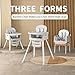 Portable 3 in 1 High Chairs for Babies and Toddlers, Convertible Baby Feeding Chair with Tray, Easy Clean Baby High Chair for Toddler with Foot Rest, Infant Highchairs & Booster Seats with Cush Grey
