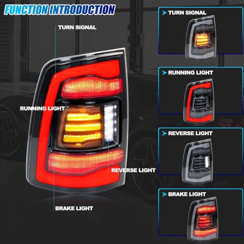 Feux arrière clairs pour Dodge Ram 2009-2018 assemblage antibrouillard - 3