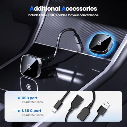 Image of TMY 2026 Upgraded Mini Wireless CarPlay & Android Auto Adapter, 2-in-1 CarPlay DonglePlug & Play Wireless CarPlay Adapter with USB /USB-C Port (TMY49)