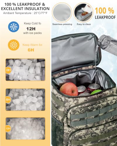 Image of Tactical Backpack Cooler for Men,25L Insulated Lunch Ice Chest for Work | ATRIPACK Insulated Cooler Bag, Portable Soft small lunchbox with cooler Compartment Water Resistant Leakproof for Work Beach