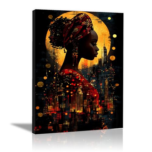 Tableau femmes africaines déco salon peinture jaune moderne pour chambre