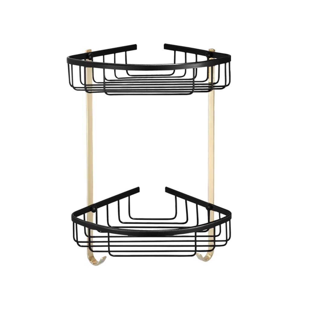 Étagère murale de salle de bain en cuivre noir et doré de luxe