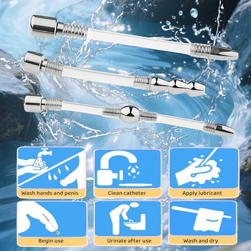 Image of 3 Pcs Urethra Trainer Set Chastity Lock Accessories Chastity Device Sex Toy Sound Urethral Plug Urethral Toy Urethral Masturbation Stick Catheter Sound Penis Plug Male Urethra Stimulation
