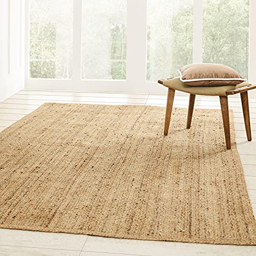 SUPERIOR Hand Woven Indoor Area Rug, Natural Jute, Vintage Boho Floor Decor for Living/Dining Room, Bedroom, Office, Dorm, Kitchen, Entryway, Farmhouse, Braided Jute Collection, 3' x 5'