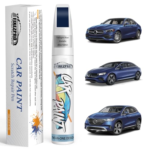 Image of 842 /5842 Twilight Blue Metallic Car Touch Up Paint for Mercedes-Benz, Color Match Auto Paint Repair Pen,Professional Car Scratch Repair Remover Pen Quick & Easy to Use
