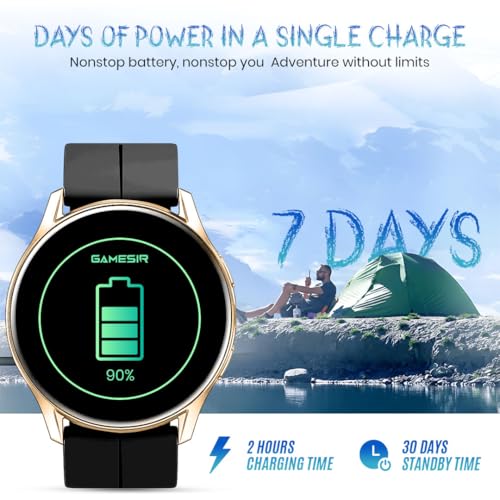 Image of GameSir Active 2 Smartwatch for Men & Women, 1.39 inch HD Round Display, Bluetooth Calling, Heart Rate & SPO₂, 100+ Sports Modes, IP67, Long Battery Life for Android & iOS (Magnetic Black Gold Dial)