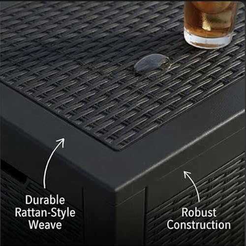 Image of The Artment Black StorraDeck 227 Ltr Storage Box - Waterproof, UV-Resistant Resin Deck Box with Lockable Lid for Indoor & Outdoor Multipurpose Use | Durable Storage for Balcony, Hall, Garden & Patio