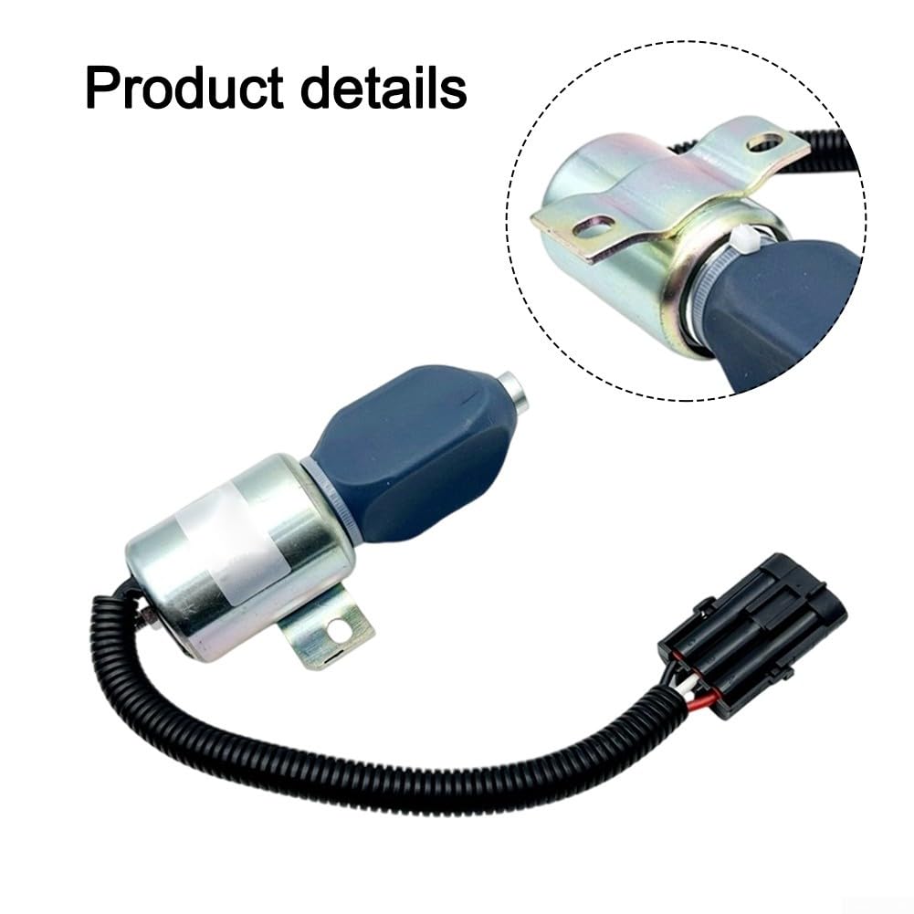 Électrovanne d'arrêt de flamme 24 V 332J5060 pour pelleteuses et tracteurs JCB JS130 JS160 JS180 JS240 Construction en métal Fiable Arrêt de carburant Pièce de rechange Blac