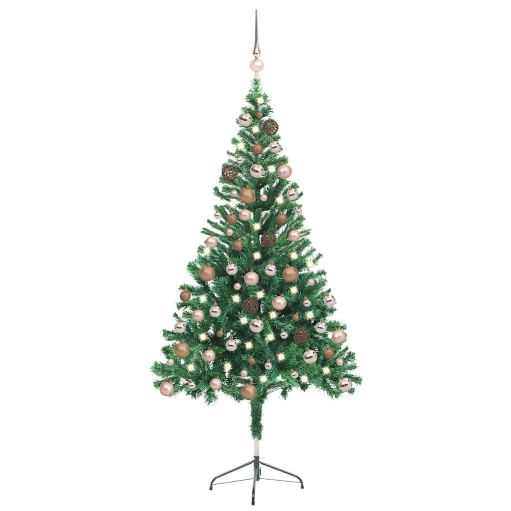 Arbre de Noël artificiel décoré 150 cm avec guirlande LED et boules
