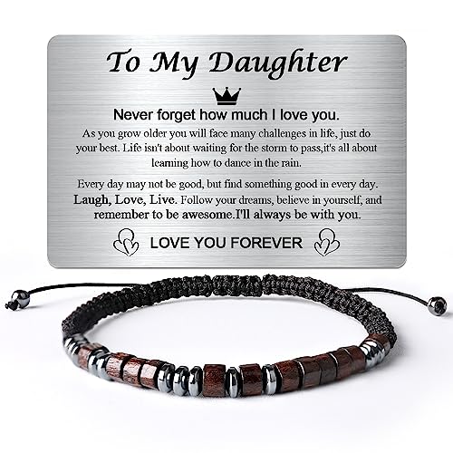 To My Son Bracelet from Mom - Gifts for Sons Birthday Gifts for Men with Engraved Wallet Card,Son Bracelet Gifts for Him Dear daughter
