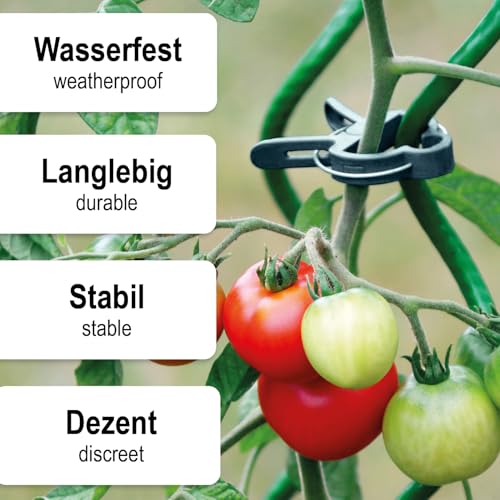 com-four® 60x Pflanzenklemmen klein - Rankhilfen zur Sicherung von Pflanzen - Pflanzenklammern für Planen - Rankkäfige für Tomaten - Rosenklammern - grüne Pflanzenclips (60 Stück - 4x2.5cm)