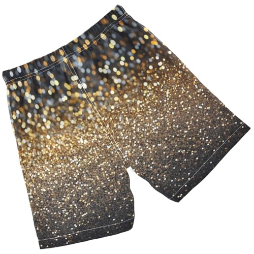 Pigsaly Boys' Swim Board Shorts Gradient Flashing Gold Champagne Glitter Boy's Swim Trunks Kids Swimwear M2